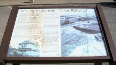 Missouri - Kansas - Texas Railroad Marker. Click for full size. Missouri - Kansas - Texas Railroad Marker image. Click for full size.