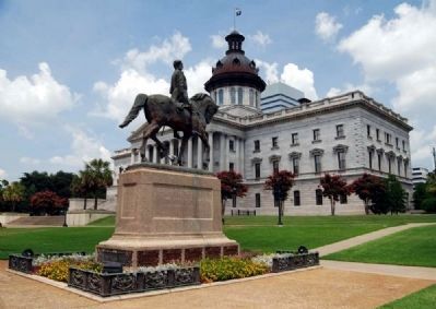 Wade Hampton Statue<br>S.C. Statehouse (Southwest Corner)<br>In Background image. Click for full size.