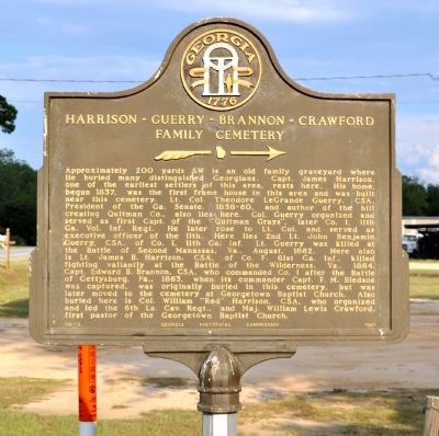 Harrison-Guerry-Brannon-Crawford Family Cemetery Marker image. Click for full size.