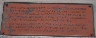 MacDonough Monument 's Plaque image. Click for full size.