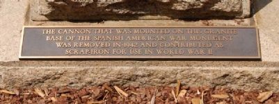 Spanish-American War Cannon Plaque image. Click for full size.