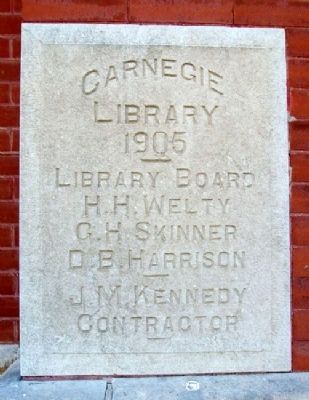 Carnegie Library Cornerstone image. Click for full size.