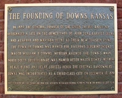 The Founding of Downs, Kansas Marker image. Click for full size.