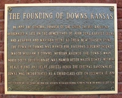 The Founding of Downs, Kansas Marker. Click for full size. The Founding of Downs, Kansas Marker image. Click for full size.
