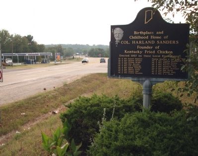 Looking East - - Birthplace and Childhood Home of Col. Harland Sanders Marker image. Click for full size.