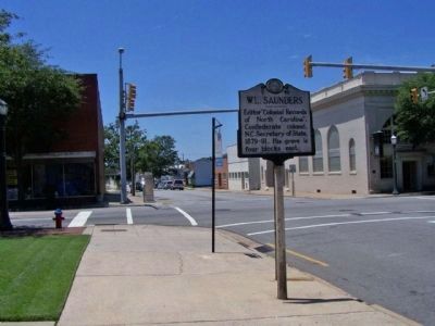 W.L. Saunders Marker at the corner of West St. James Street near Main Street (Business U.S. 64). image. Click for full size.