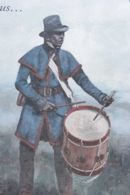 African American Soldier sounding the long roll. image. Click for full size.