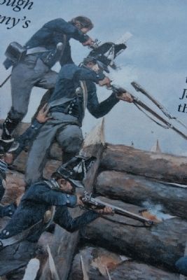 Image of Jackson's men attacking the Red Sticks Barricade. image. Click for full size.