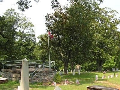 Confederate Speakers Stand and Union Soldier Tombstones image. Click for full size.