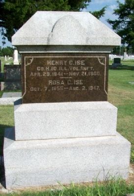 Grave Marker for Henry & Rosa Ise image. Click for full size.