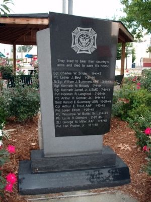 World War II Memorial Marker. Click for full size. World War II Memorial Marker image. Click for full size.