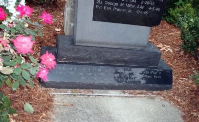 Lower Section - - World War II Memorial Marker. Click for full size. Lower Section - - World War II Memorial Marker image. Click for full size.