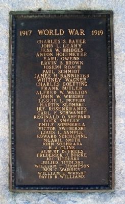 World War Memorial Honor Roll. Click for full size. World War Memorial Honor Roll image. Click for full size.