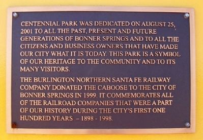 Centennial Park Caboose Marker. Click for full size. Centennial Park Caboose Marker image. Click for full size.