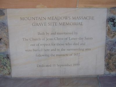 Mountain Meadows Massacre Grave Site Memorial Marker image. Click for full size.