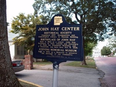 Looking West - - John Hay Center Marker. Click for full size. Looking West - - John Hay Center Marker image. Click for full size.