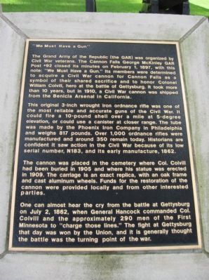 "We Must Have a Gun" Marker. Click for full size. "We Must Have a Gun" Marker image. Click for full size.