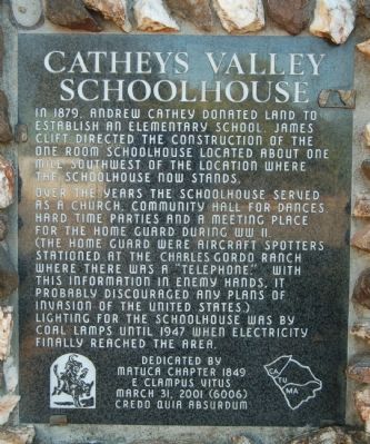 Catheys Valley Schoolhouse Marker image. Click for full size.