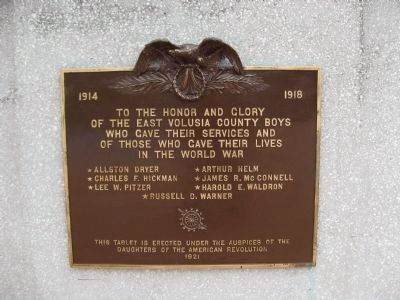 World War I Memorial Marker. Click for full size. World War I Memorial Marker image. Click for full size.