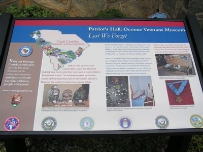 Patriot's Hall: Oconee Veterans Museum Marker. Click for full size. Patriot's Hall: Oconee Veterans Museum Marker image. Click for full size.