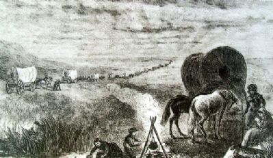 Lithograph on The Overland Trails Marker. Click for full size. Lithograph on The Overland Trails Marker image. Click for full size.