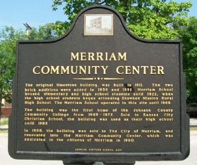 Merriam Community Center Marker. Click for full size. Merriam Community Center Marker image. Click for full size.
