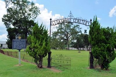 Cedarwood Cemetery Marker and the Cemetery gates image. Click for full size.