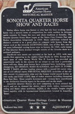 Sonoita Quarter Horse Show and Races Marker image. Click for full size.