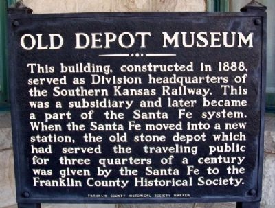 Old Depot Museum Marker. Click for full size. Old Depot Museum Marker image. Click for full size.