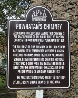 Powhatan�s Chimney Marker image. Click for full size.