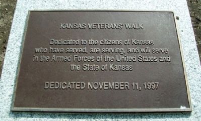 Kansas Veterans' Walk Marker image. Click for full size.