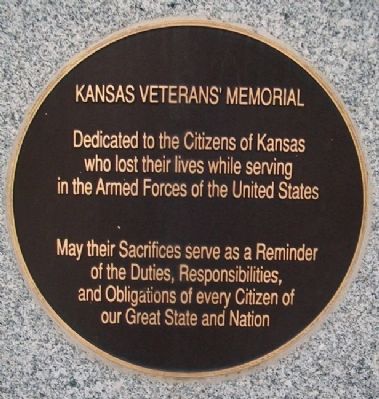 Kansas Veterans' Memorial Marker image. Click for full size.