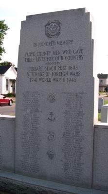 Obverse - Center Panel - - Floyd County Honor Roll & Veterans Memorial Marker image. Click for full size.