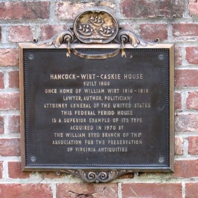 Hancock-Wirt-Caskie House Marker image. Click for full size.