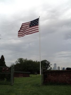 Flag in Fort Jay image. Click for full size.