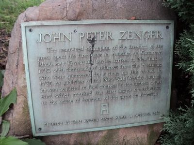 John Peter Zenger Marker image. Click for full size.