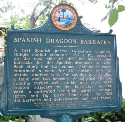 Spanish Dragoon Barracks Marker image. Click for full size.