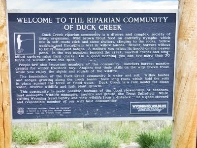 Welcome to the Riparian Community of Duck Creek Marker image. Click for full size.