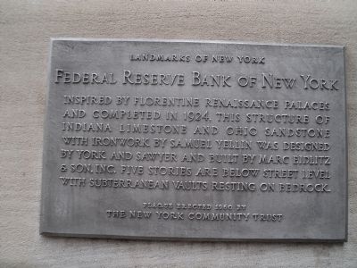 Federal Reserve Bank of New York Marker image. Click for full size.
