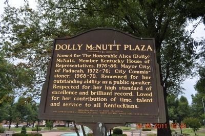 Dolly McNutt Plaza Marker reverse side image. Click for full size.
