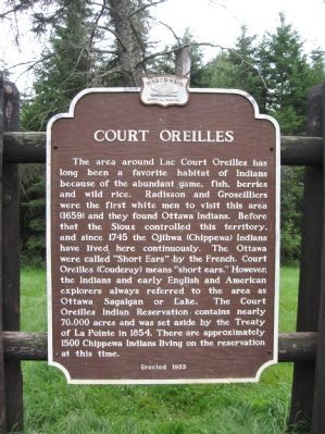 Court Oreilles Marker image. Click for full size.