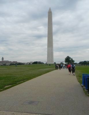 Washington Monument - marker visible in the walkway, lower left image. Click for full size.