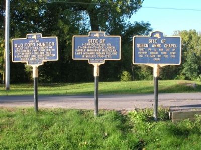 Site of Queen Anne Chapel Marker, on the right image. Click for full size.