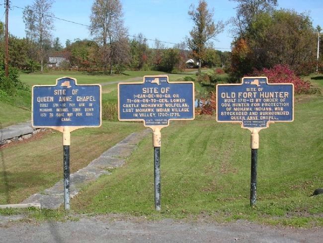 Site of Queen Anne Chapel Marker, on the left image. Click for full size.