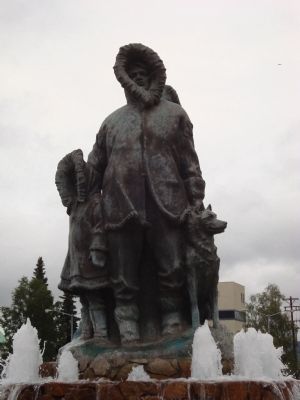 Native Alaskan Monument in Golden Heart Plaza image. Click for full size.