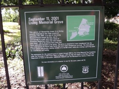 September 11, 2001 Living Memorial Grove	 Marker image. Click for full size.
