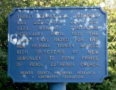 Trinity Evangelical Lutheran Marker image. Click for full size.