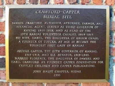 Crawford - Capper Burial Site Marker image. Click for full size.