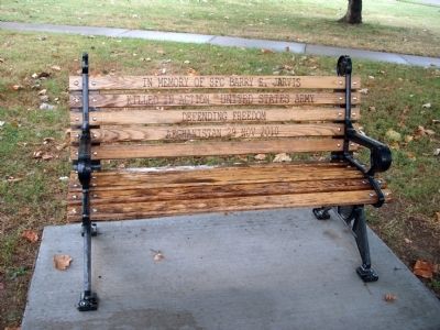 Memorial Bench - - "SFC Barry E. Jarvis". Click for full size. Memorial Bench - - "SFC Barry E. Jarvis" image. Click for full size.