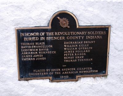 Revolutionary War Honor Roll - Spencer County Marker. Click for full size. Revolutionary War Honor Roll - Spencer County Marker image. Click for full size.